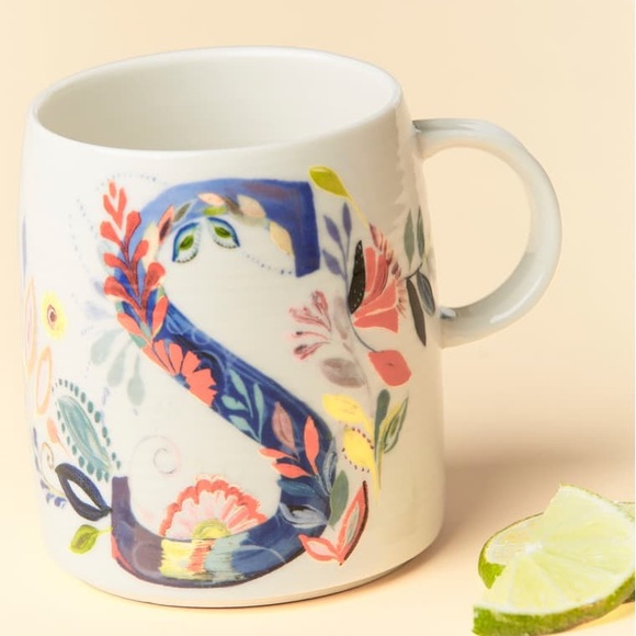 Anthropologie Petal Palette Monogram S Mug Stella - Picture 1 of 8